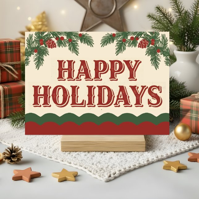 Retro Western Happy Holidays Christmas Feiertagskarte (Von Creator hochgeladen)