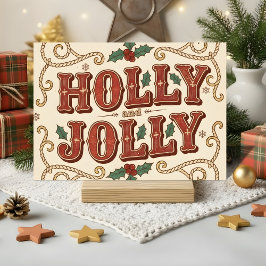 Retro Western Holly Jolly Christmas Feiertagskarte