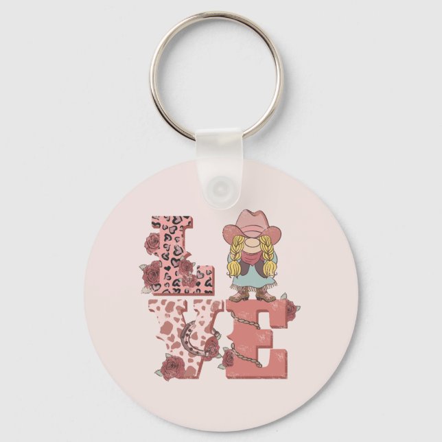 Retro-Western-Liebe Schlüsselanhänger (Vorderseite)