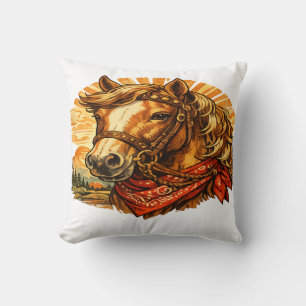 Retro Western Pferde-Bandana-Wurfkissen Kissen