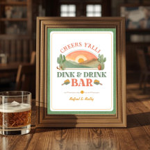 Retro Western Pickleball Dink & Drink Bar Sign