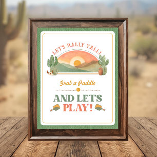 Retro-Western-Pickleball-Schild "Bereit zum Rally"