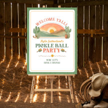 Retro Western Pickleball Welcome Party Sign