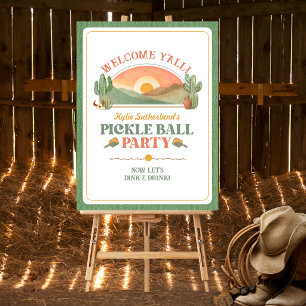 Retro-Western-Pickleball-Willkommensparty-Schild Poster