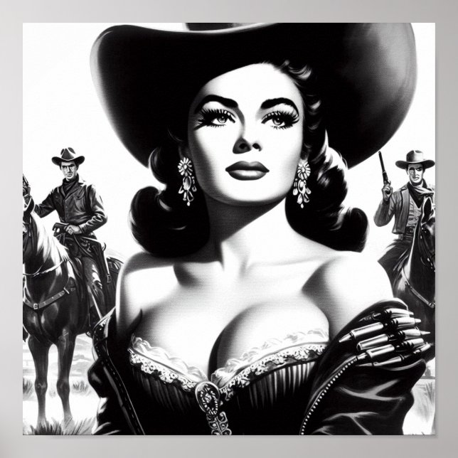 Retro Western Pin-up Poster (Vorne)