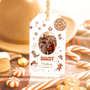 Retro Western Weihnachtsfamilie Foto Geschenkanhänger