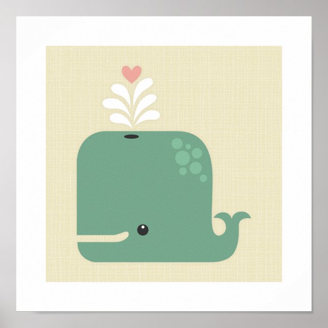 Retro Whale Poster Print (Vorne)