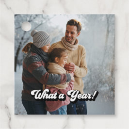 Retro "What a Year" Foto Geschenkanhänger