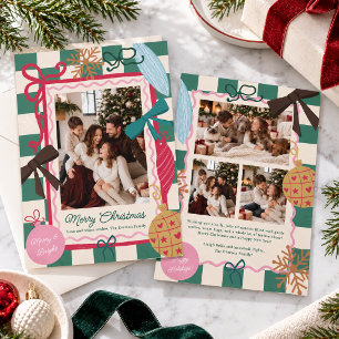 Retro Whimsical 4 Foto Familien Frohe Weihnachten