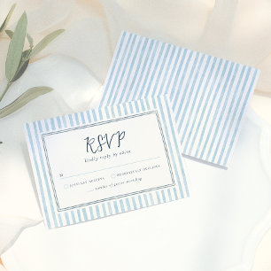 Retro Whimsical Blaue Streifen Handgezeichnete RSV RSVP Karte