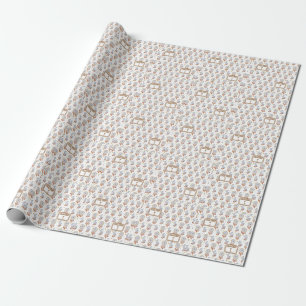 Retro Whimsical Boho Muster Name Geburtstag Geschenkpapier