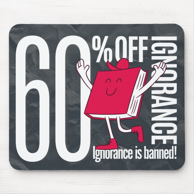 Retro Whimsical Bookish Ignorance Banned Office  Mousepad (Vorne)