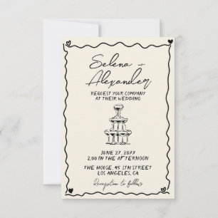 Retro Whimsical handgeschriebene Hochzeit Einladun Save The Date