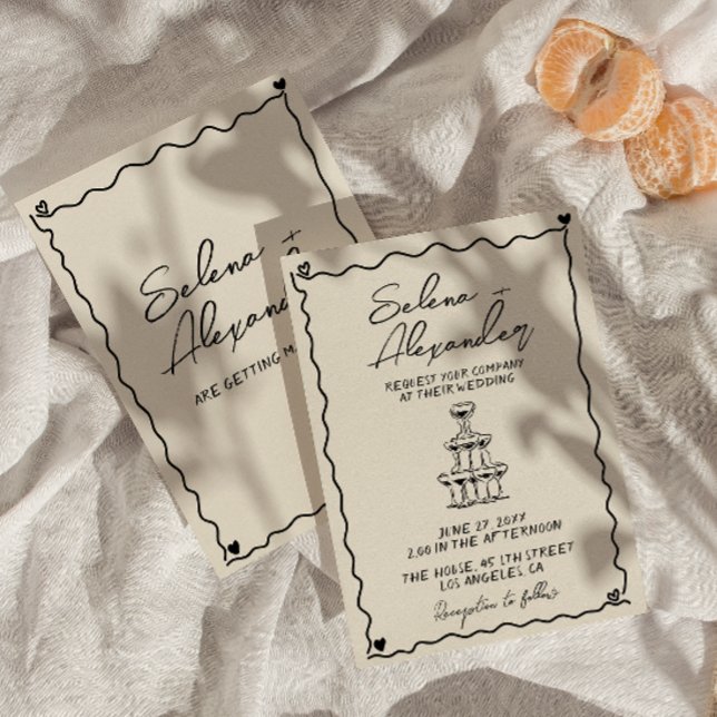 Retro Whimsical handgeschriebene Hochzeit Einladun Save The Date (Von Creator hochgeladen)