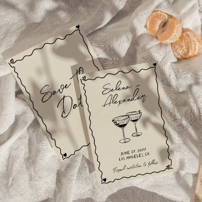 Retro Whimsical handgeschriebene Hochzeit Save The Date (Von Creator hochgeladen)