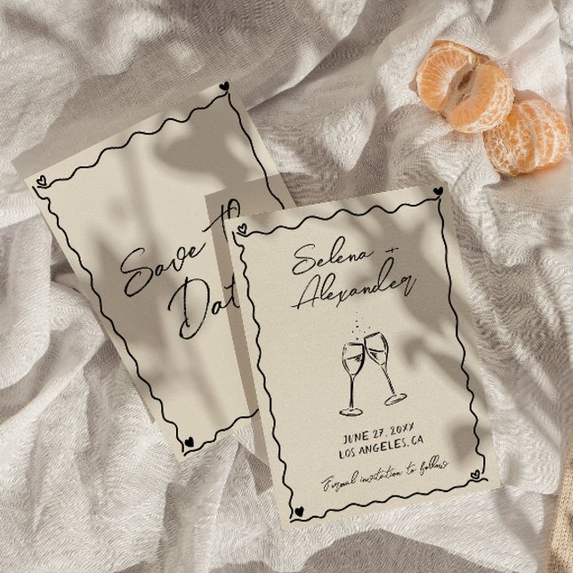 Retro Whimsical handgeschriebene Hochzeit Save The Date (Von Creator hochgeladen)