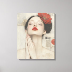 Retro Whimsical Lady Stretched Canvas Print Leinwanddruck