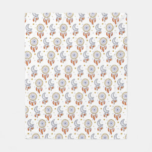 Retro Whimsical Mandala Boho Muster Fleecedecke