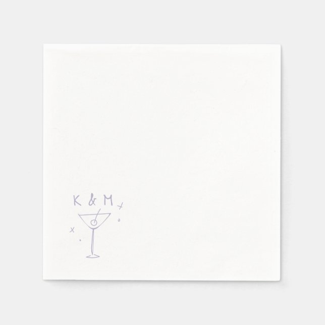 Retro Whimsical Martini Handgezeichnete individuel Serviette (Vorderseite)