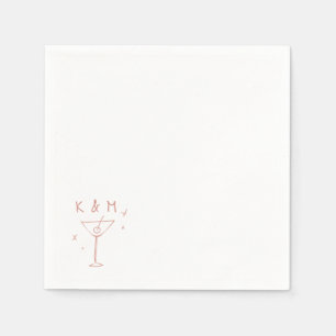 Retro Whimsical Martini Handgezeichnete individuel Serviette