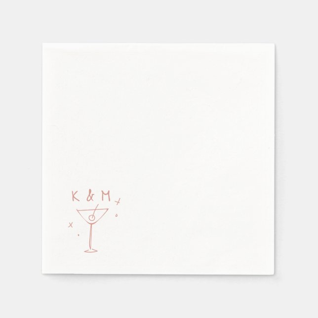 Retro Whimsical Martini Handgezeichnete individuel Serviette (Vorderseite)