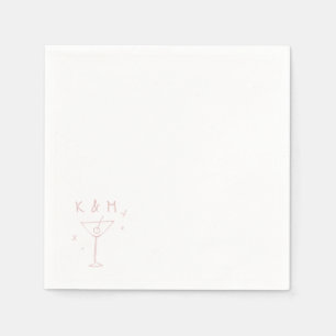 Retro Whimsical Martini Handgezeichnete individuel Serviette