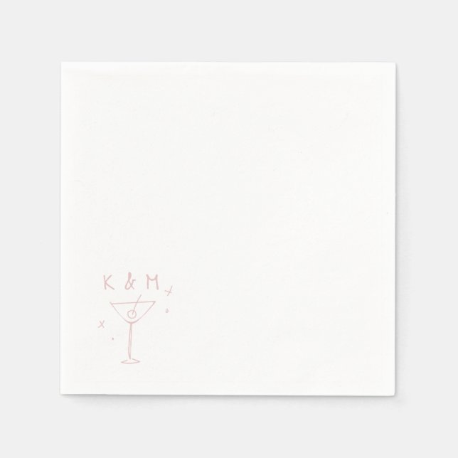 Retro Whimsical Martini Handgezeichnete individuel Serviette (Vorderseite)