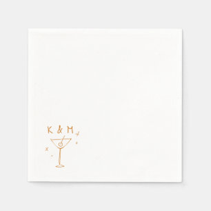 Retro Whimsical Martini Handgezeichnete individuel Serviette