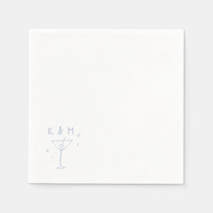 Retro Whimsical Martini Handgezeichnete individuel Serviette