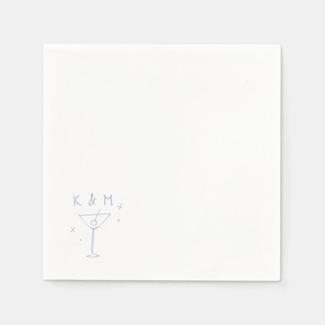 Retro Whimsical Martini Handgezeichnete individuel Serviette (Vorderseite)