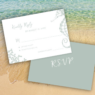 Retro-Whimsical-Script-Strand-Hochzeitsziel RSVP Karte