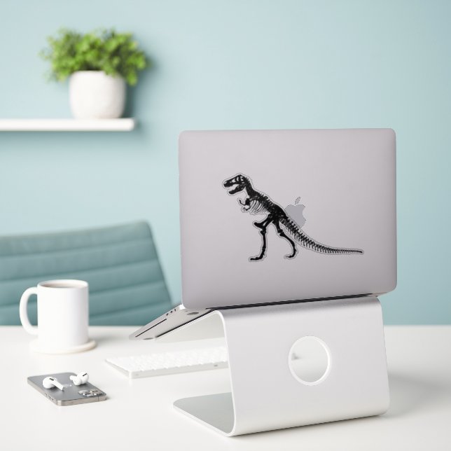 Retro Whimsy: Dinosaur Fossil Funny Clipart Aufkleber (Laptop auf Schreibtisch)