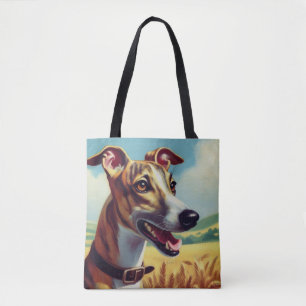 Retro Whippet Hunde-Gemälde