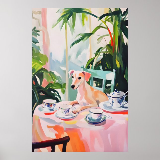 Retro Whippet Poster, Whippet Oil Painting Poster (Vorne)