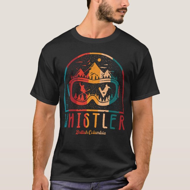 Retro Whistler British Columbia Ski T-Shirt (Vorderseite)