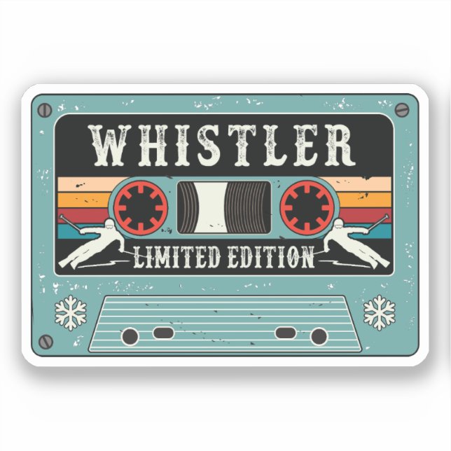 Retro Whistler Ski Sticker (Vorderseite)