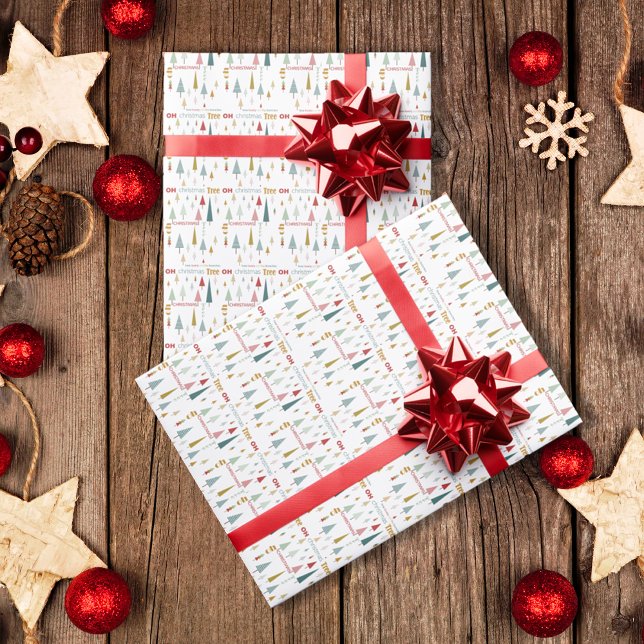 Retro White Colorful Oh Weihnachtsbaum Urlaub Geschenkpapier (Von Creator hochgeladen)