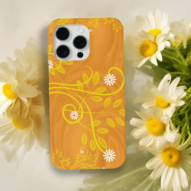 Retro White Daisy Blume Gelb Orange Case-Mate iPhone Hülle (back iPhone cover design)