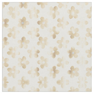 Retro White Gold Daisy Blume Stoff