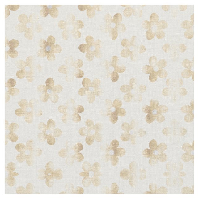 Retro White Gold Daisy Blume Stoff (Nahaufnahme)