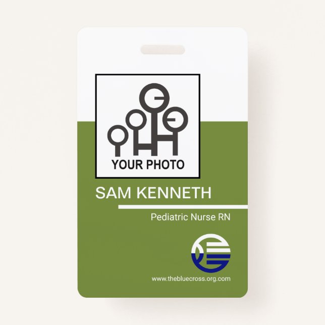 Retro White Green Column Company Employee ID Ausweis (Vorderseite)