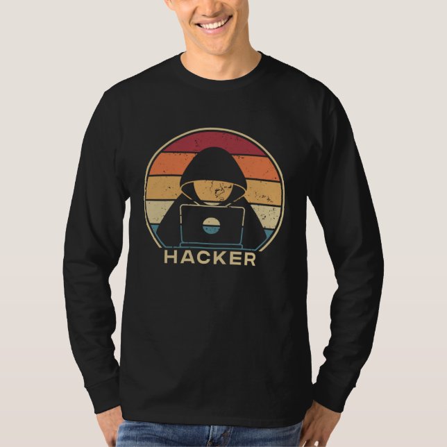 Retro White Hat Black Hat Ethical Hacking Hacker T-Shirt (Vorderseite)