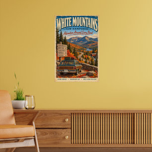 Retro White Mountains New Hampshire Reiseplakat Poster