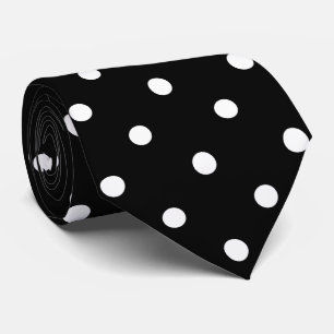 Retro White Polka Punkte auf schwarz Krawatte