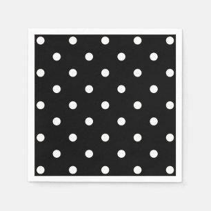 Retro White Polka Punkte auf schwarz Serviette