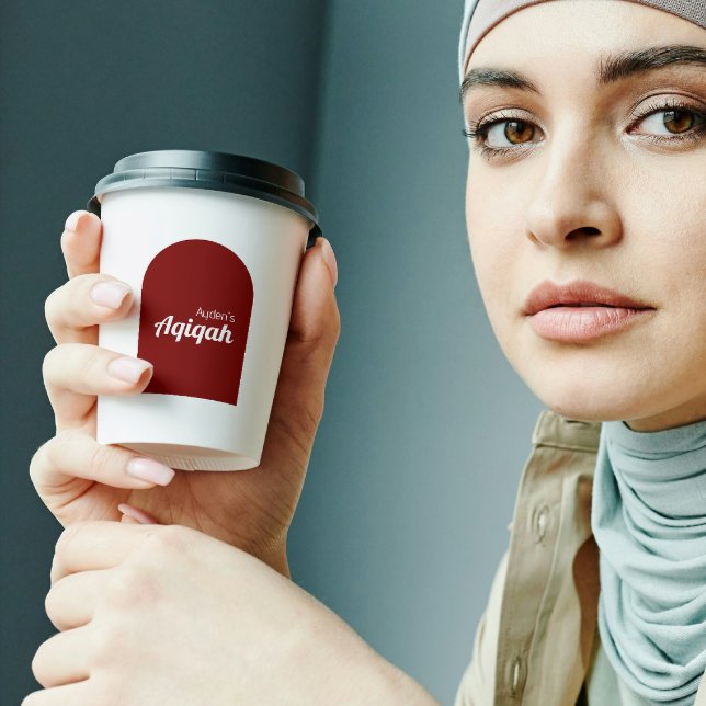 Retro White Red Solid Color Aqiqah Baby Dusche Pappbecher (available white lid and no lid only)