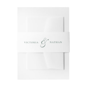 Retro White & Sage Green Wedding Einladungsbanderole