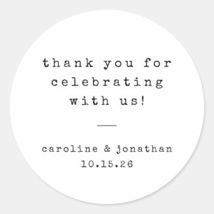 Retro White Schreibwriter Custom Wedding Vielen Da Runder Aufkleber