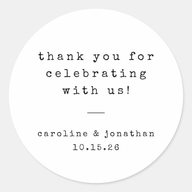 Retro White Schreibwriter Custom Wedding Vielen Da Runder Aufkleber (Vorderseite)