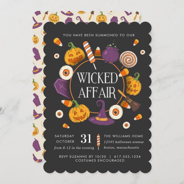 Retro Wicked Affe Halloween-Party Einladung (Vorne/Hinten)